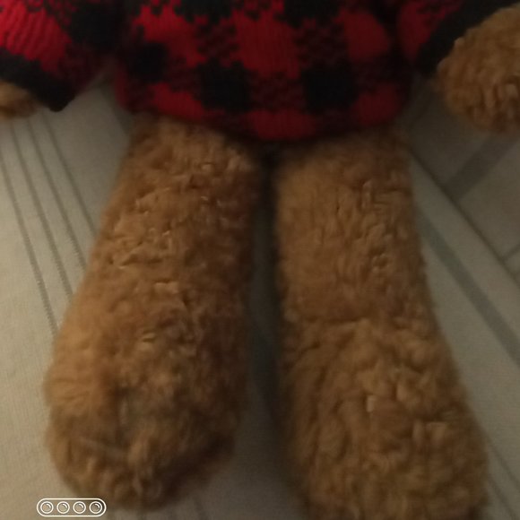 'CHRISHA' Plush Teddy wearing Woolrich sweater EUC - Picture 6 of 7